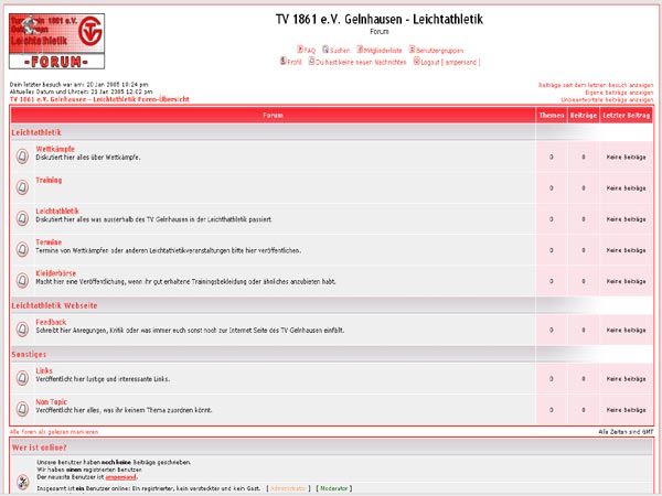 Das neue Forum der Leichtathletikabteilung in der Übersicht.